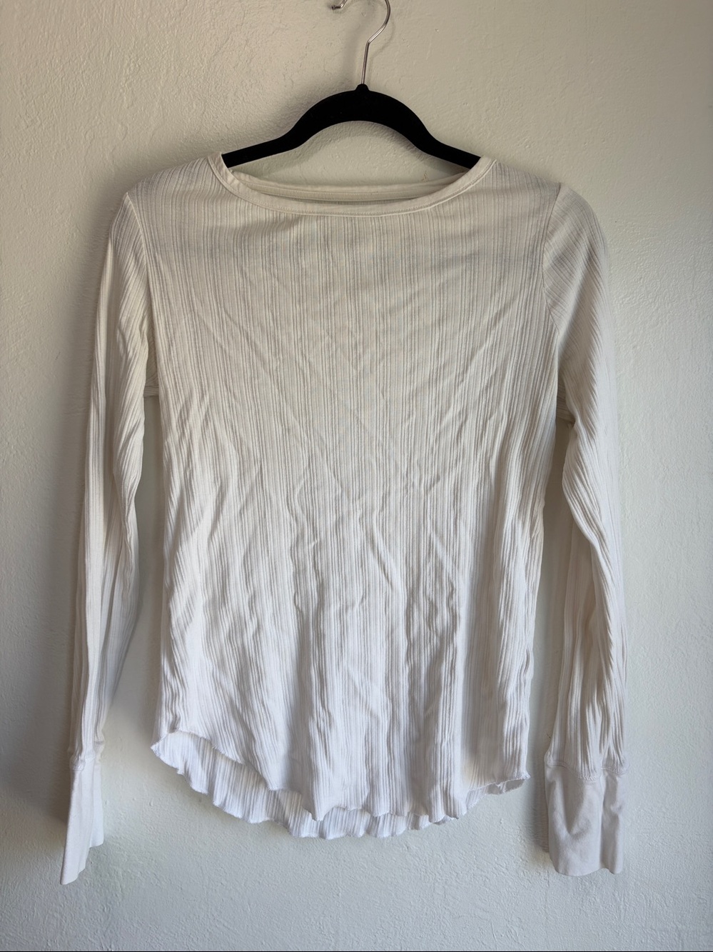 Margaret O’Leary Cotton Ribbed Knit Long Sleeve Top white Size M